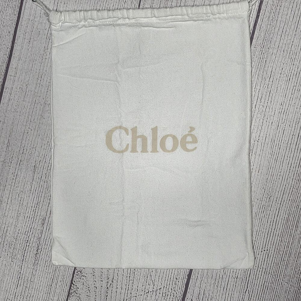Chloé Paris Logo Drawstring Dust Bag Pouch White 11x15 Designer Storage - Picture 3 of 5
